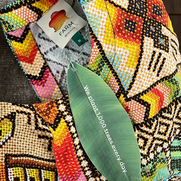 NWT FARM RIO Banana Scarves Linen Crop Top - Picture 14 of 16